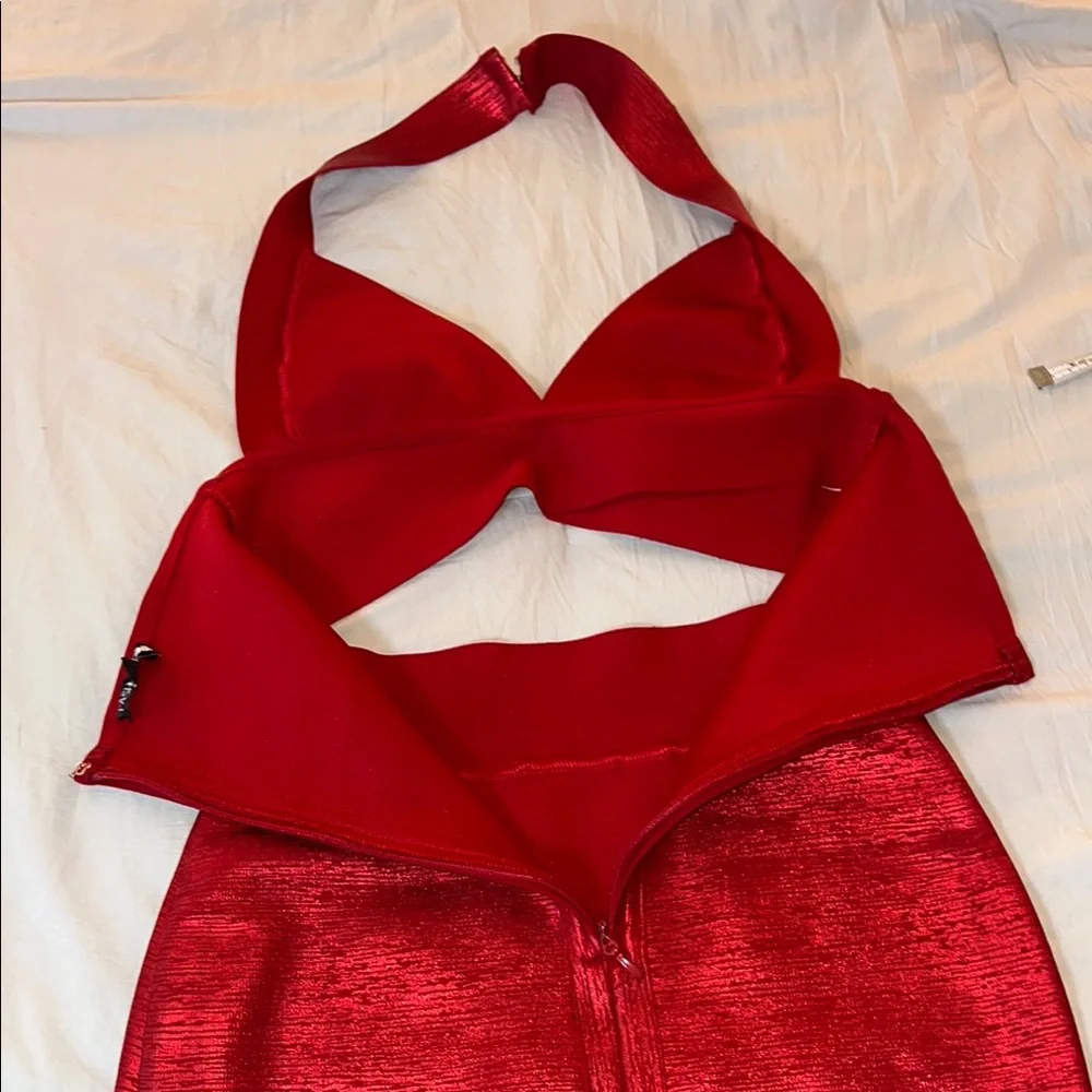 Fashion Nova Maya Bandage Midi Dress - Red - Picture 7 of 7